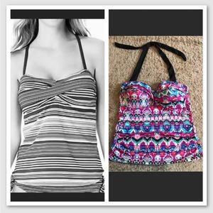 ANA a.n.a Paisley Pink Blue Tankini Bathing suit swimsuit Top Plus Size 16W Geo